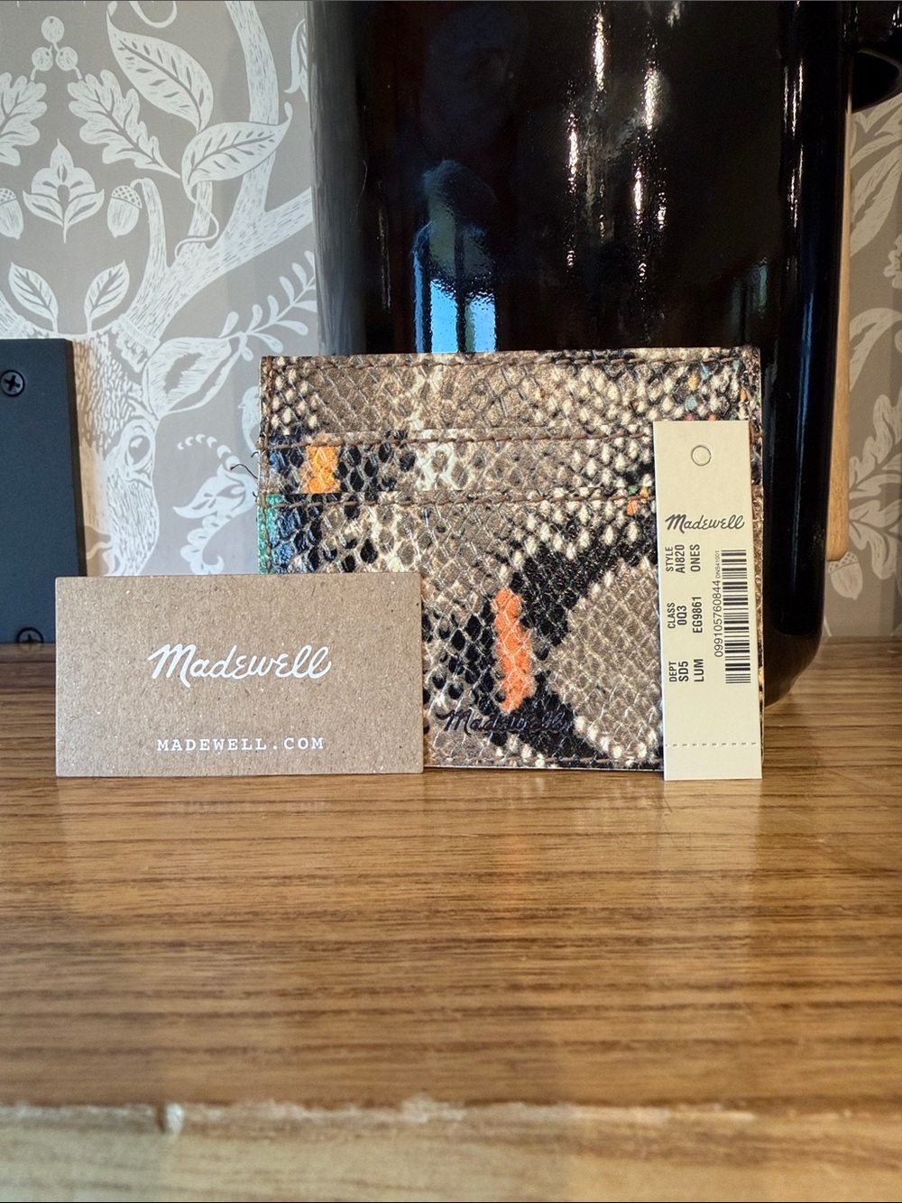 Madewell Snake Embossed Card Holder NWT